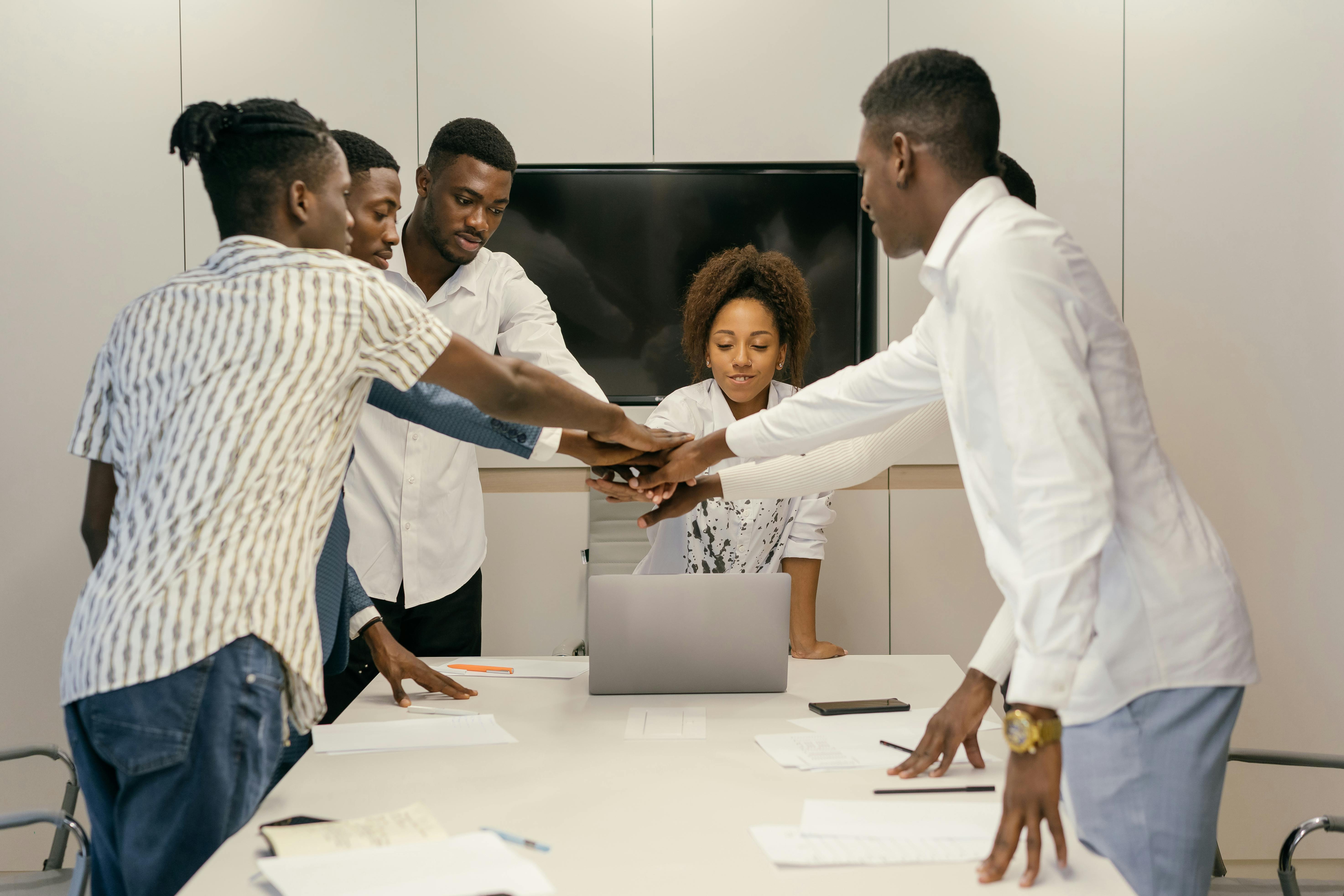 Business professionals collaborating in modern office